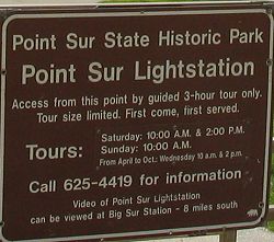 Highway sign at Point Sur Lightstation State Historic Park