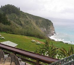 Outdoor deck and view at Lucia Lodge
