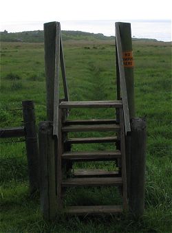 Coastal access over a stile in Pacific Valley