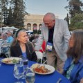 All-Class Dinner on Marston Quad, Friday evening May 2. Stan Hales chatting with Mary Schmich and Eleanor Brown.