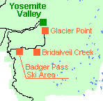 map locating Glacier Point Road within Yosemite National Park