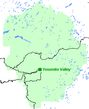 map locating Yosemite Valley within Yosemite National Park