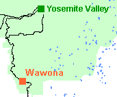 map locating Wawona within Yosemite National Park