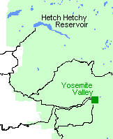 map locating Hetch Hetchy Reservoir within Yosemite National Park